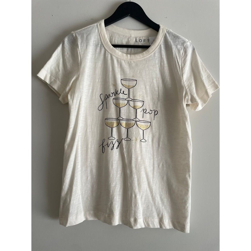 NEW Loft 100% Cotton‎ Sparkle Graphic Tee Size M